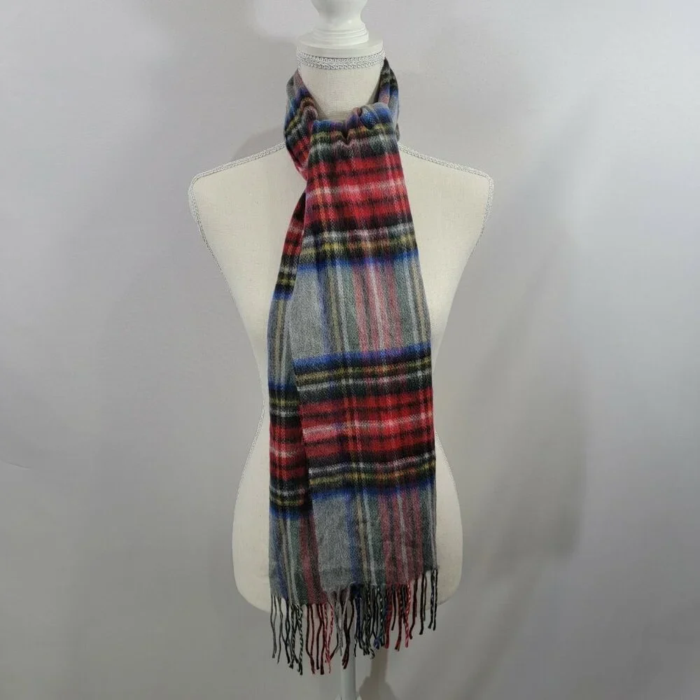 NEW L'Accessorio Italiano Mens Plaid Scarf‎ Made in Italy Fringe NWT